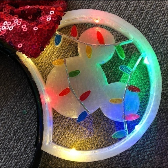 Disney Inspired LIGHT UP Christmas 3D Printed Minnie Ears - NWOT - Picture 3 of 4